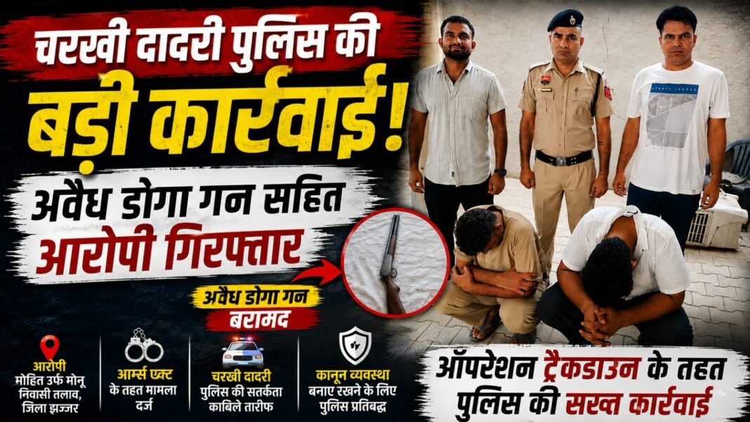 Charkhi Dadri – पुलिस का बड़ा एक्शन! अवैध डोगा गन सहित आरोपी गिरफ्तार Charkhi Dadri – पुलिस का बड़ा एक्शन! अवैध डोगा गन सहित आरोपी गिरफ्तार