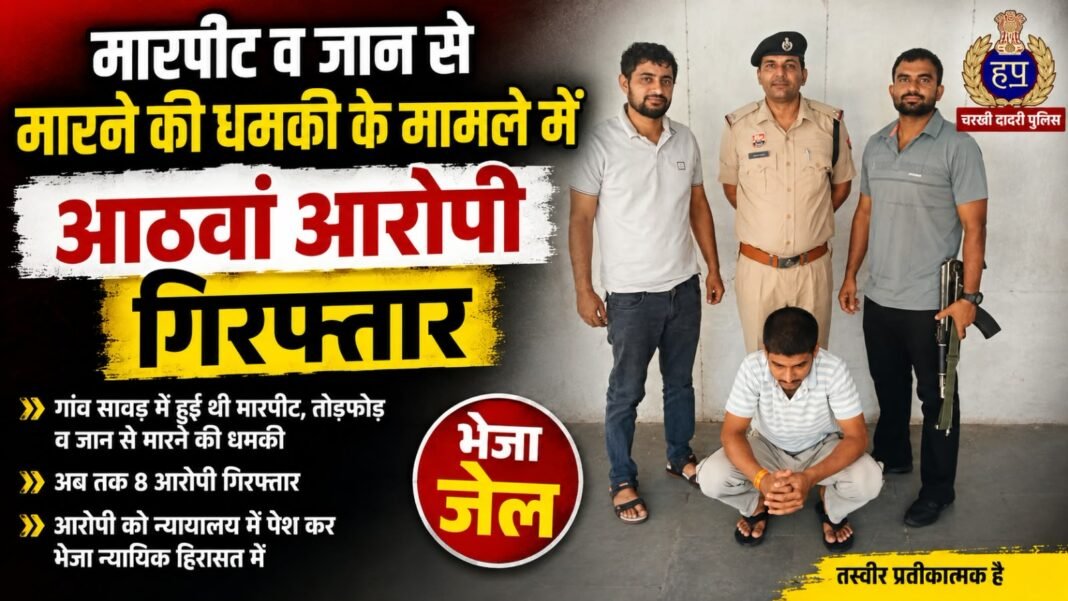 Charkhi Dadri – सांवड़ मारपीट केस में आठवां आरोपी अश्वनी गिरफ्तार, भेजा जेल Charkhi Dadri – सांवड़ मारपीट केस में आठवां आरोपी अश्वनी गिरफ्तार, भेजा जेल