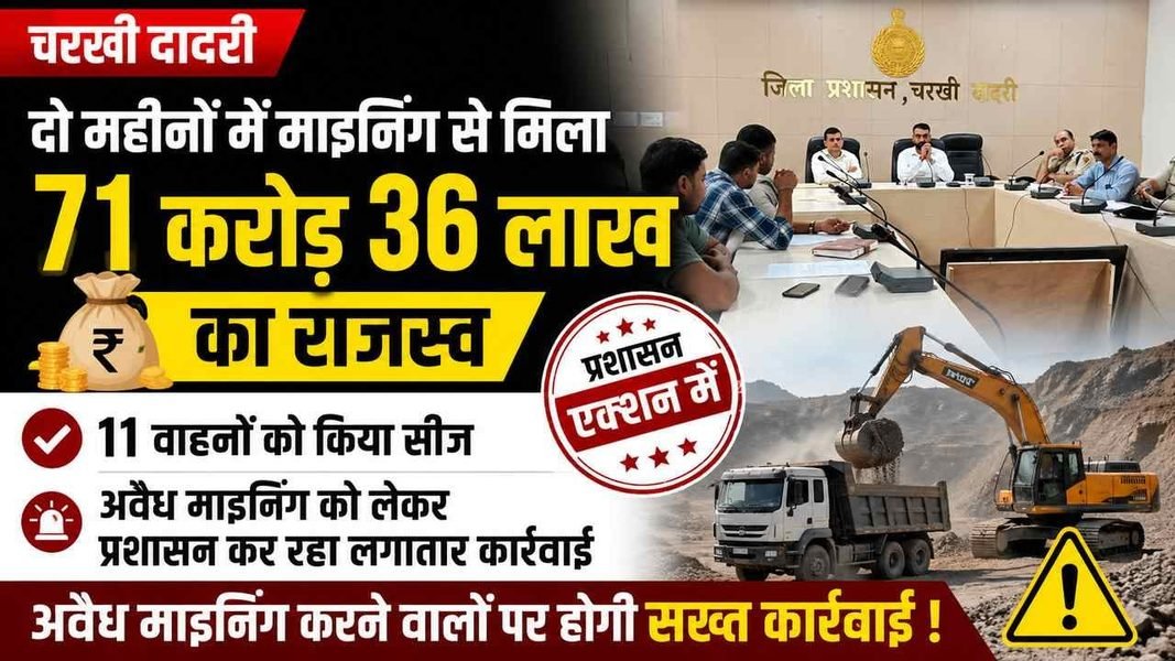 Charkhi Dadri में अवैध माइनिंग पर प्रशासन की बड़ी कार्रवाई! 2 महीनों में ₹71 करोड़ 36 लाख का राजस्व Charkhi Dadri