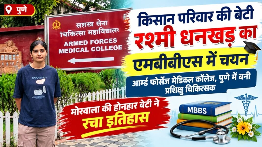 Charkhi Dadri News – : किसान परिवार की बेटी रश्मी धनखड़ का एमबीबीएस में चयन, मोरवाला का नाम किया रोशन Charkhi dadri